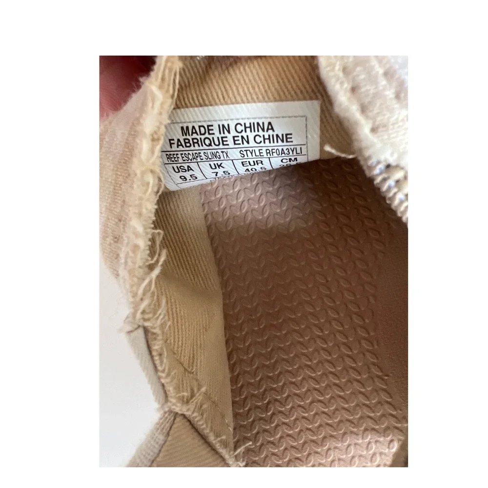 Reef Beige and Cream Striped Espadrille Slide Sandals